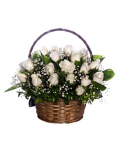21 White Rose Basket