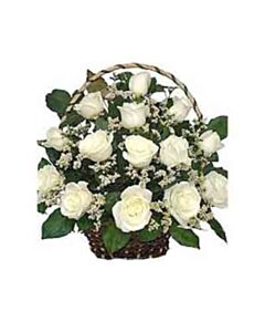 Basket Of 30 White Roses