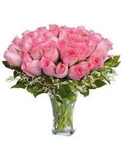 Pink Roses In Vase 100 Flowers