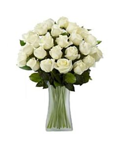 Three Dozen White Roses In Vase 