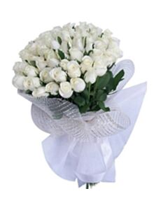 White Roses Bouquet 60 Flowers