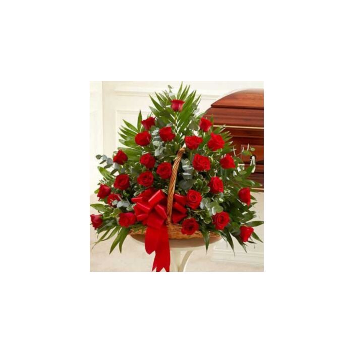 24 Red Roses basket Facing