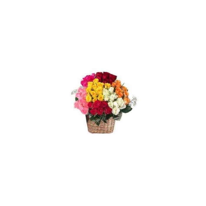 MIX ROSES BASKET 100 FLOWERS