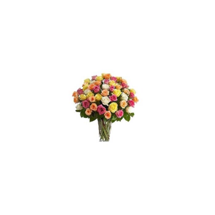 Mixed colour roses in Vase 75 flowers. 